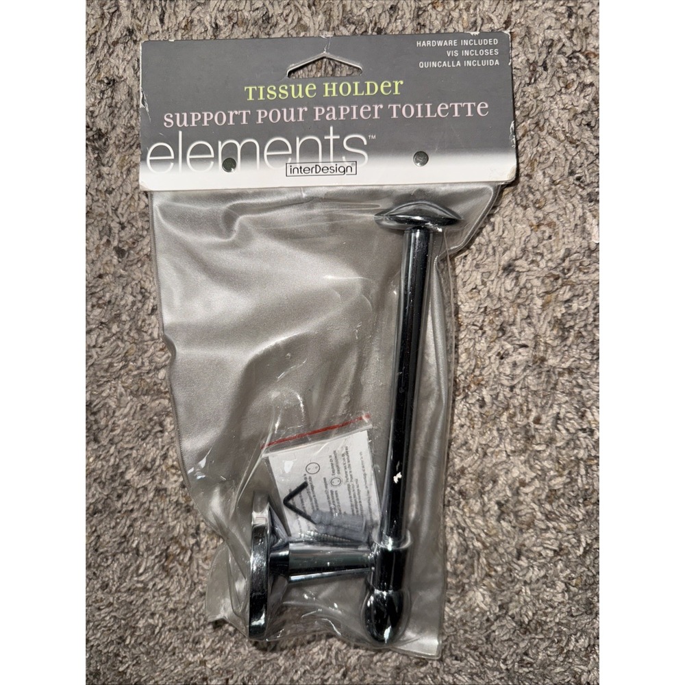NEW Heavy Stainless Slip-On Toilet Paper Holder Wall Mount InterDesign‎ Elements